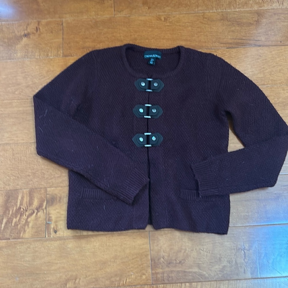 Cynthia Rowley Wine buckled cardigan in Women’s size small